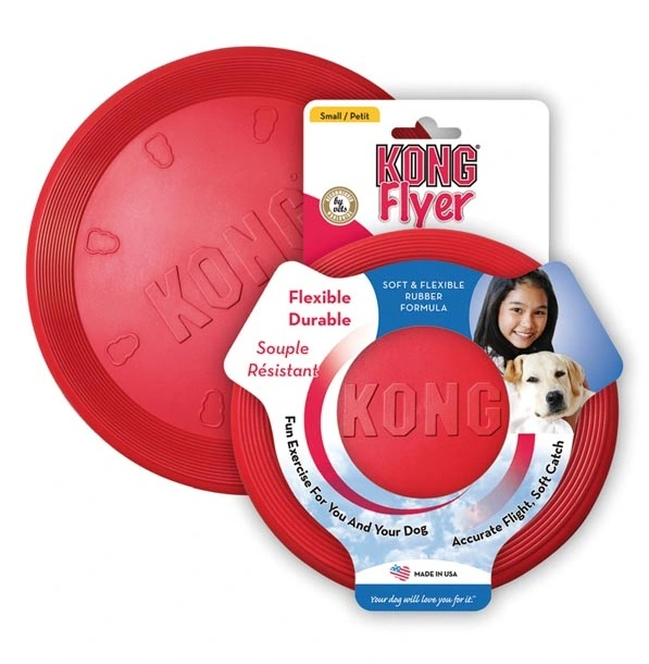 KONG Flyer Large - slidstærk frisbee i naturgummi til hvalpe